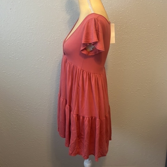 NWT See You Monday Coral Tiered Mini Dress Size S - Picture 2 of 5